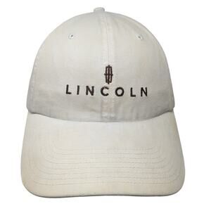 Lincoln Strapback Baseball Cap White One Size Adjustable Embroidered 6 Panel